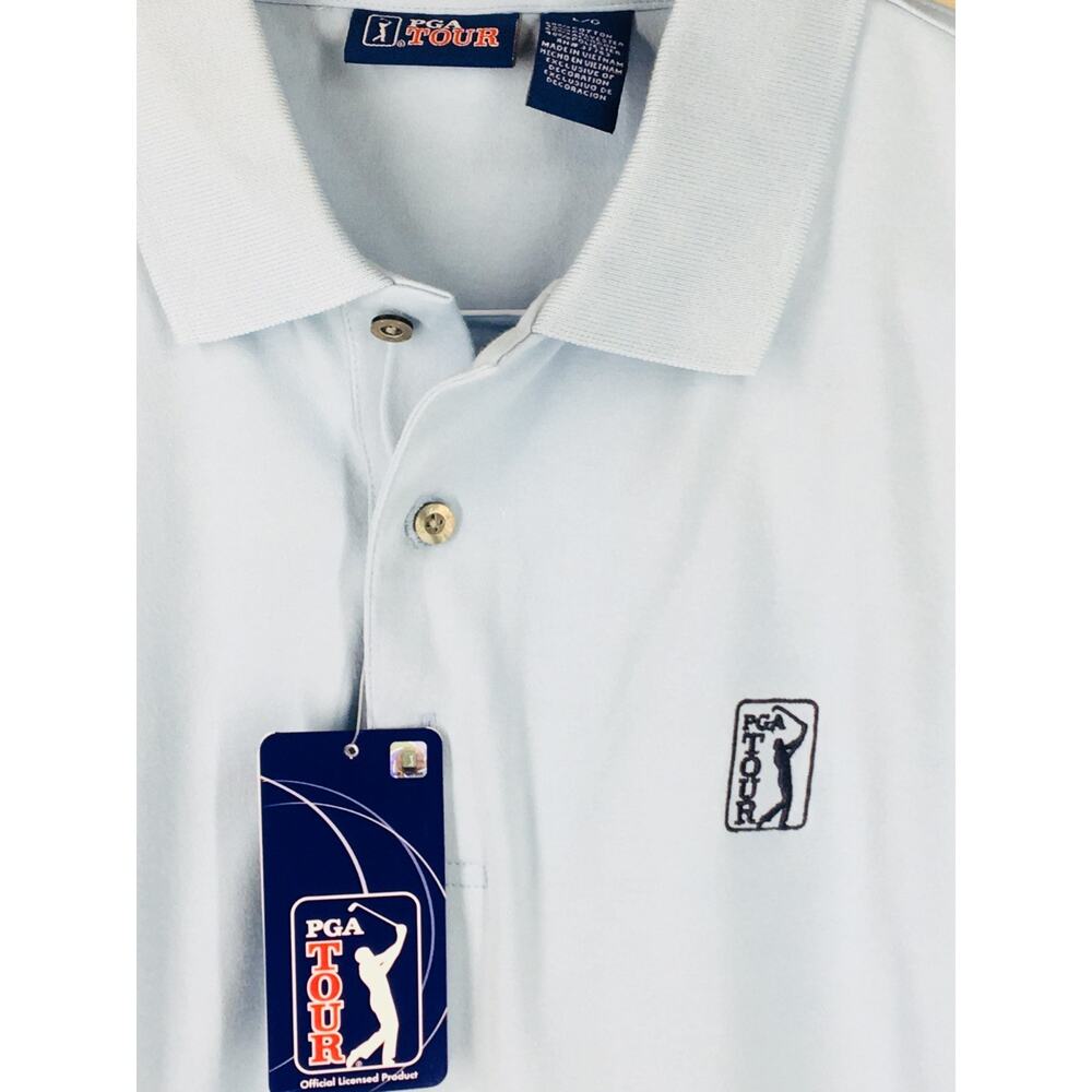 NWT (LG) PGA TOUR Official 2004 VTG Mens Short Sleeve Golf Polo Shirt Aqua Blue